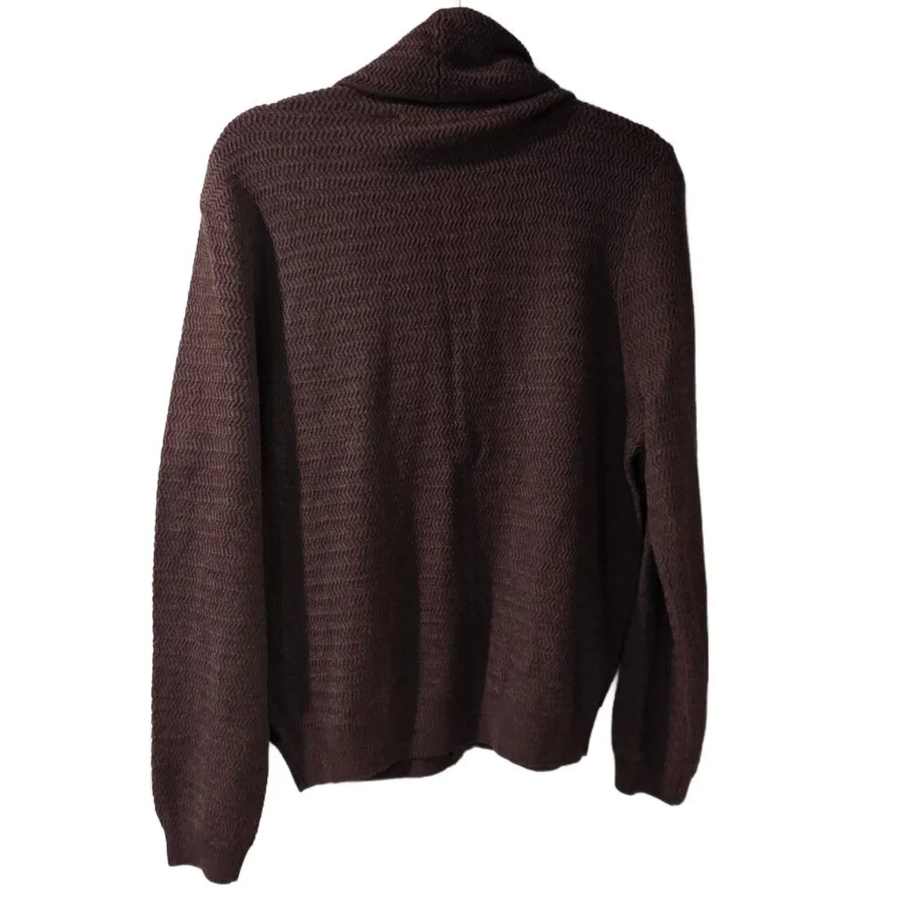 Hickey Freeman 100% Merino Wool and Suede Cardigan Sweater - sz M - Picture 2 of 5